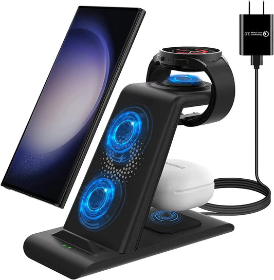 Wireless Charger for Samsung,3 in 1 Charging Station for Magnetic Galaxy Watch 5/5 Pro/4 Active 2/1 Galaxy S23 Multiple Devices