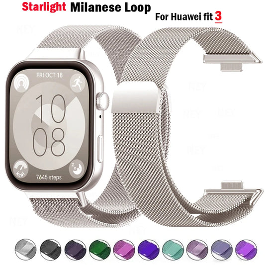 Milanese Loop Band For Huawei Watch FIT 3 Strap smart Magnetic stainless steel for Huawei fit3 2024