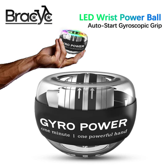 LED Wrist Power Ball Trainer Auto-Start Gyroscopic Grip Gyro Ball Strengthener Arm Home Fitness Hand Muscle Forearm Exerciser