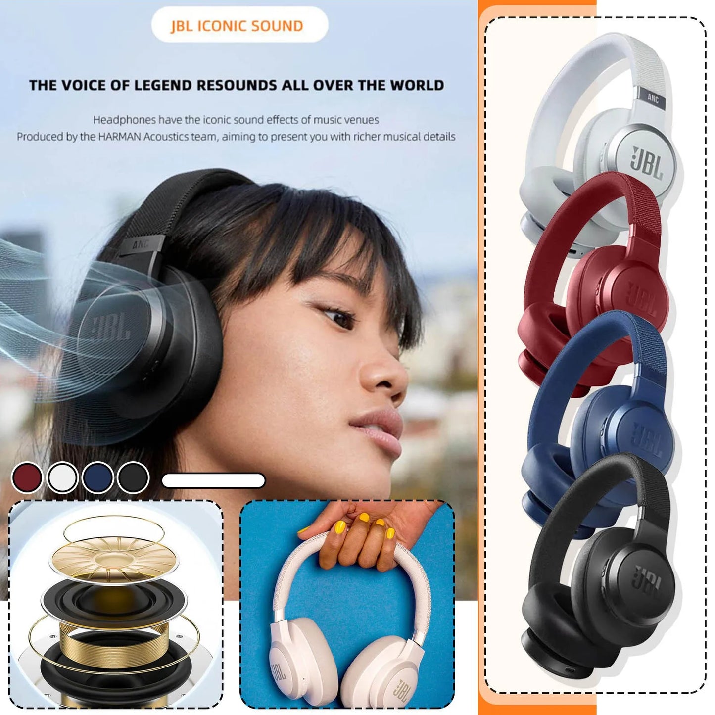 Wireless Headset Over-Ear Active Noise-Cancelling Bluetooth Headphone With Long Lasting Battery Voice Assistant Earphones