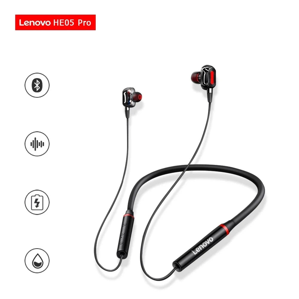 Original Lenovo HE05 Pro TWS Wireless Earphone Bluetooth 5.0 Sports Noise Canceling Neckband Headphones Waterproof