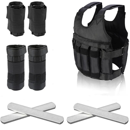 15-50kg Adjustable Weight Vest Weighted Fitness Training Set With Steel Plate Weighted Bracelet Ankle Bodybuilding Accessories