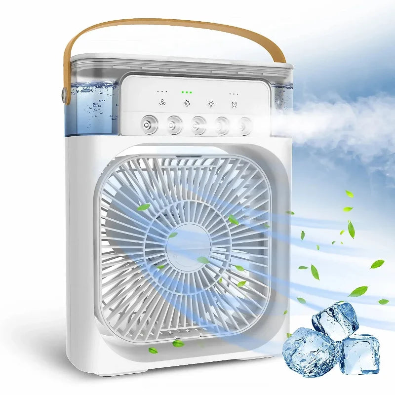 Portable 3 In 1 Fan Air Conditioner Household Small Air Cooler LED Night Lights Humidifier