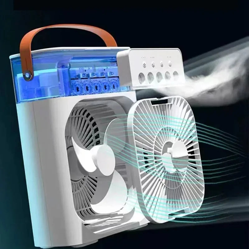 Portable 3 In 1 Fan Air Conditioner Household Small Air Cooler LED Night Lights Humidifier